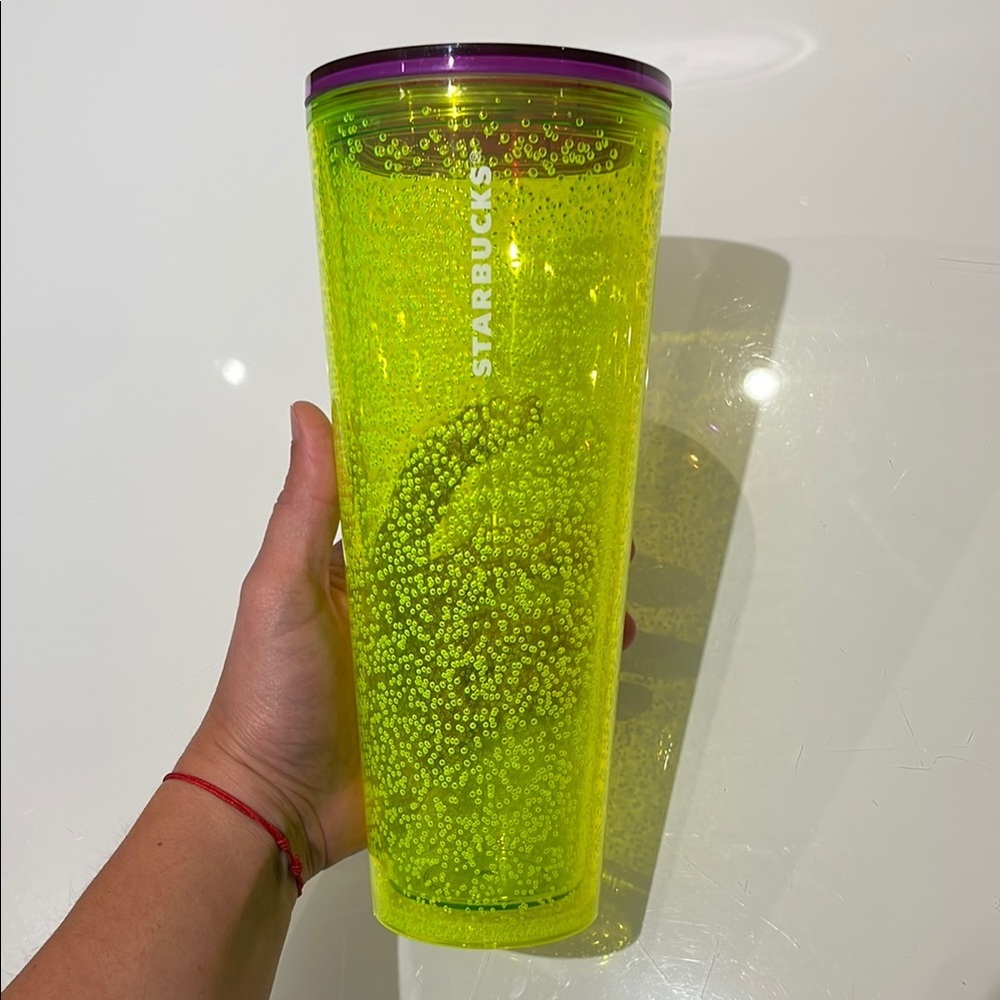 Starbucks Limited Edition 2023 Summer Neon Yellow Lime Bubbleseed Tumbler - Picture 7 of 8